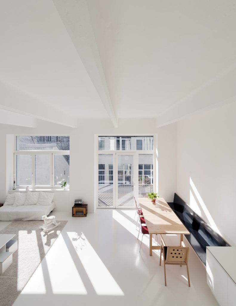 Photo Lukas Schaller © inFABric LoftZ Photo interior renovation design view living room terrasse window